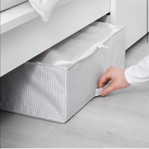 Ikia  Storage Case white gray plaid with zipper